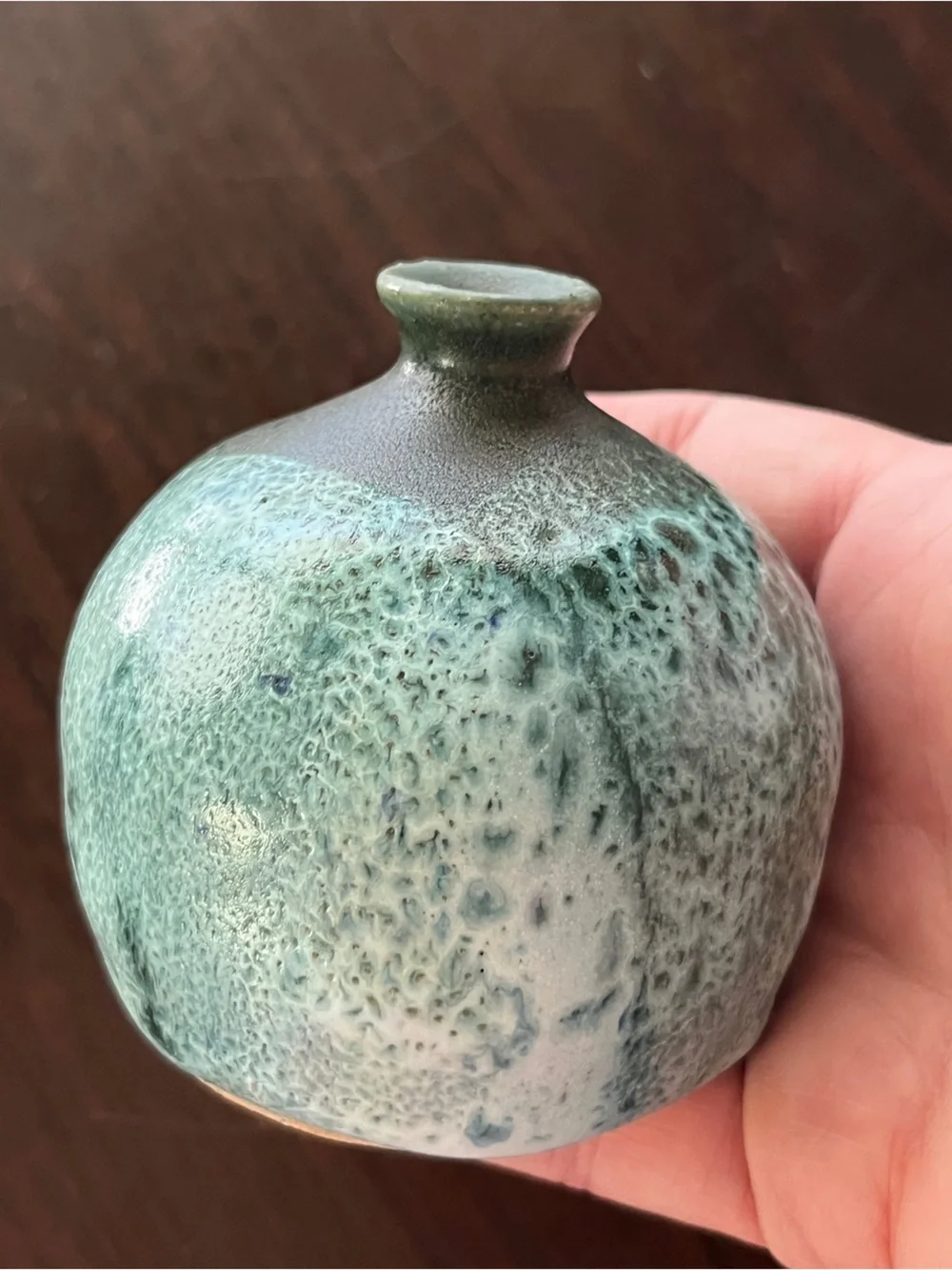 Franciscan Brother Christian Hand Thrown Pottery Mini Pot Vase Green Glaze